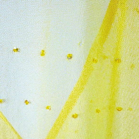 ESCADA Mesh Sequined Beaded Sheer Knit Bright Yellow Cardigan Sweater Size 38 - Picture 11 of 15